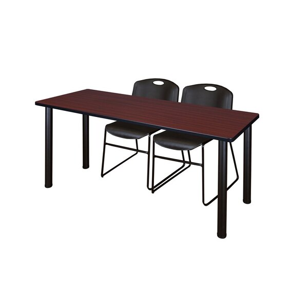 Kee Rectangle Tables > Training Tables > Kee Table & Chair Sets, 66 W, 24 L, 29 H, Mahogany MT6624MHBPBK44BK - main